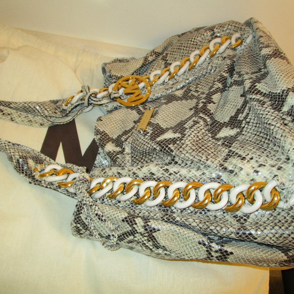 Michael Kors Id Chain Leather Python-Embossed Tote - image 5